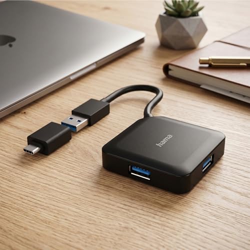 Image of Hama 4-in-1 USB-C Hub with Ultra HD 4K HDMI I 3xUSB-A Gen 3.2 I 1Gbps RJ45 Ethernet (USB 4 in 1)