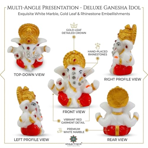 Image of Multicolor Ganesh Idol for Car Dashboard Glossy Finish Lord Ganesha Murti Small Decorative Statue for Home Temple Office Desk Spiritual Decor Gift