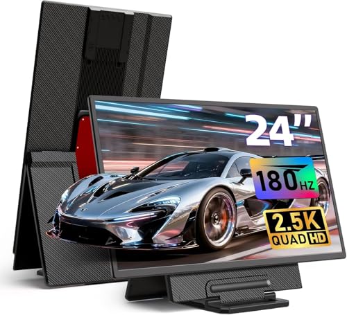 Image of 23.8 inch 2.5K 180Hz Portable Monitor - QHD Laptop Screen Extender 112% sRGB Wide Color HDR HDMI USB C Travel External Display with Stand Gaming Monitor for Computer PC Phone Game Console