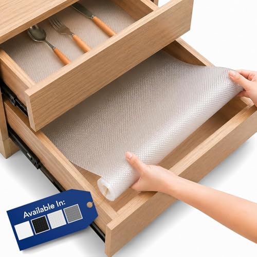 Schubladenmatte von Lindas Essentials (60 x 500 cm) - Antirutschmatte Schubladen Schrankfolie Schrankpapier abwaschbar Kühlschrank Folie die Schubladen und Regale sauber hält - Zuschneidbar (klar)