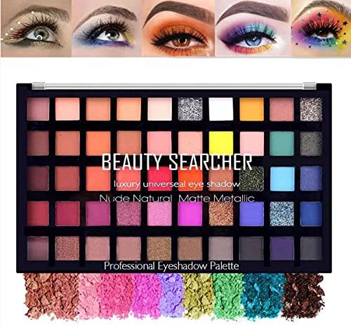 Professional Makeup Eye Shadow Palette, 50 Colors Matte Shimmer Pressed Pigments Smooth Texture Shades Eyeshadow, Waterproof Long-lasting Nudes Metallic Makeup Pallet