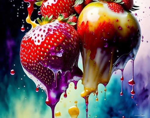 Poster fraise splash art SERENDIPITP toile art moderne mural 58 x 90 cm