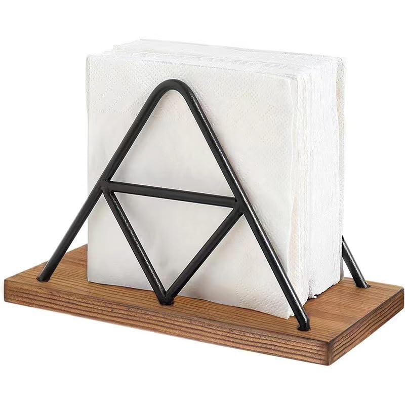 ACTIUSIS Serviettenhalter, Metall, Dreieckig, Modern, Holzfarbe, 1 Stück