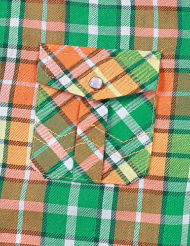 Image of COSLAND Boy's Toddler Cotton Western Short Sleeve Button Down Plaid Shirt, 4-14 Years