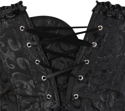 Image of MIPPO Women's Corsets Lace Up Boned Overbust Corset Bustier Lingerie Satin Floral Bustier Bodyshaper Top