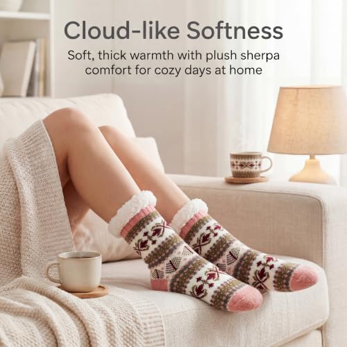 Image of The Metluks Women's Fuzzy Slipper Socks with Non-slip Grippers, Sherpa Lined Warm Cozy Gift Socks