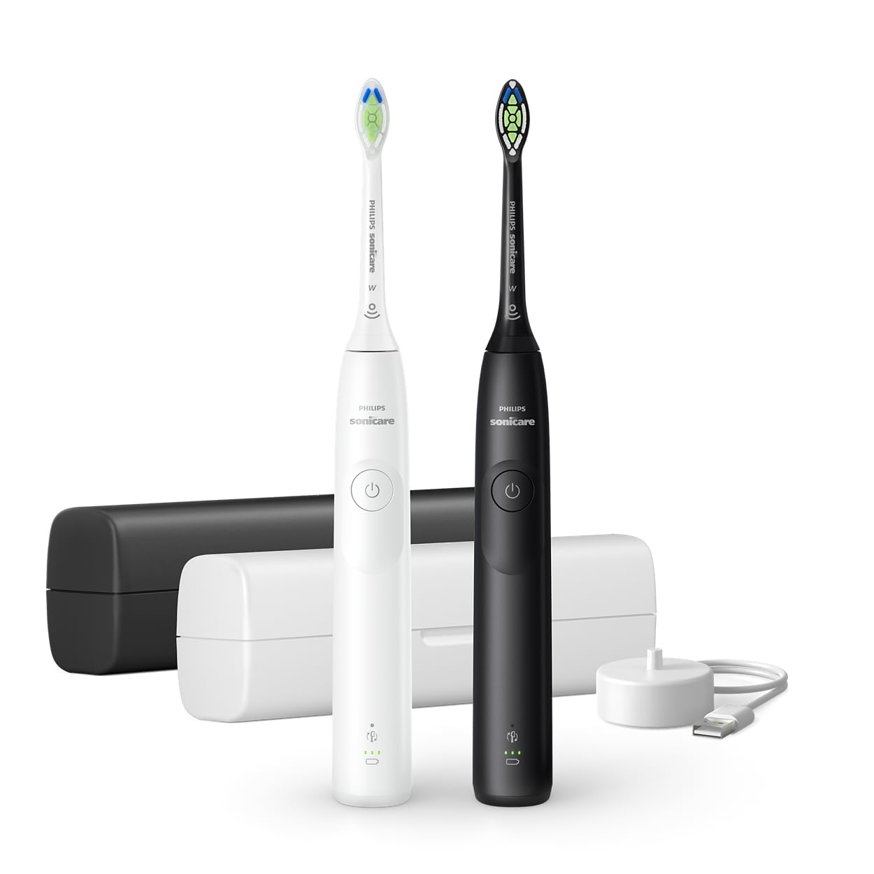 Philips 5300 series Sonicare Spazzolino Elettrico Sonico con base di ricarica e custodia, 2 livelli di intensit�, sensore di pressione confezione da 1 spazzolino bianco e 1 spazzolino nero HX7109/01