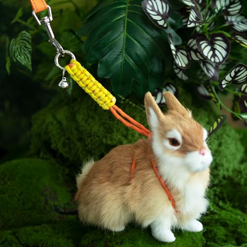 Image of Figure 8 Ferret Harness and Leash Set, Blue+Orange, 2 Pack | with Location Bell and Reflective Strap, Adjustable Rope Vests for Ferrets, Rabbits, Guinea Pig and Small Animal Harness
