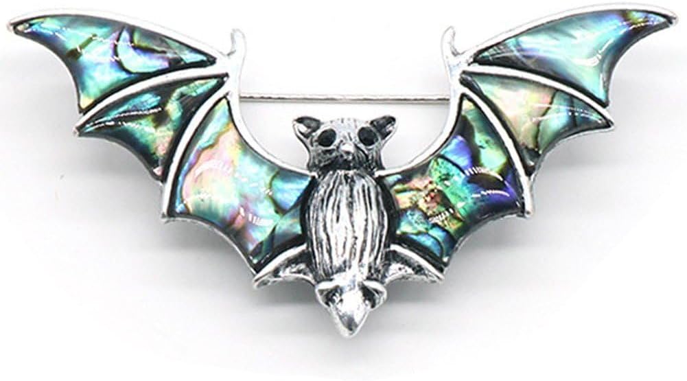 Tsffae Abalone Shell Bat Brooch Lapel Pin Brooch Pins Vintage Fashion Jewelry Accessories for Men and Women