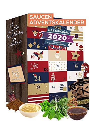 CALENDARIO DE ADVIENTO con para salsas y dips 24x20g I mezclas especiales de especias para dips para hacerte tú mismo I sorpresa de Adviento para entendidos hombres mujeres cocineros aficionados