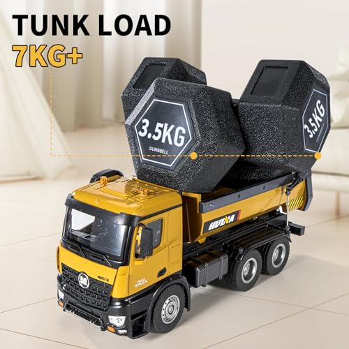 Image of RC Dump Truck Toy, 10CH Remote Control Dump Truck for Boys 4-7 8-12, Heavy Duty Metal Construction Vehicles, 20KG+ Load Capacity, Birthday Gifts Ideas for Kids Toddlers, 1 /14 Scale Toy Trucks