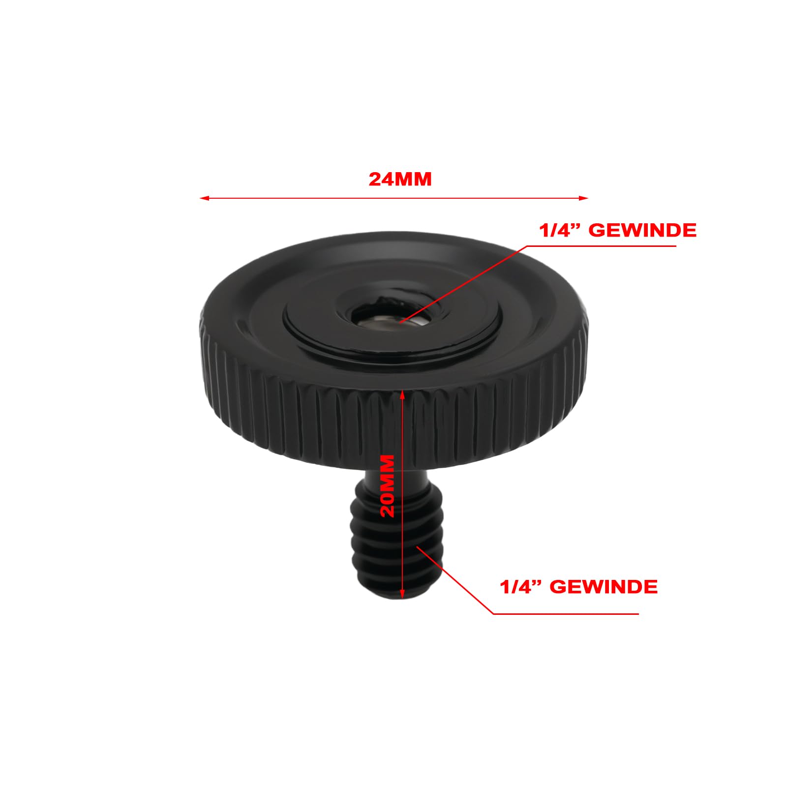 SG Store 4pcs Vis pour Trépied Appareil Photo Filetage Externe 1/4 Pouce Filetage Interne 1/4 Pouce 24x20Mm Alliage Aluminium Adaptateur à Dégagement Rapide pour Appareil Photo Noir