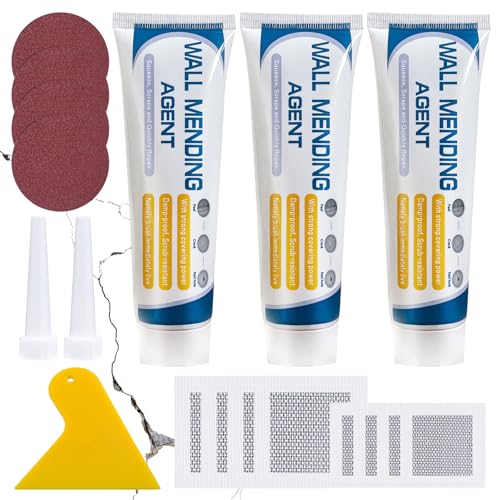 Wall Filler Repair Kit,Wall Mending Agent White with Drywall Patch,Scraper,Sandpaper,Nozzle Extender,Kit for Repairing Holes,Peeling,Graffiti,Cracks