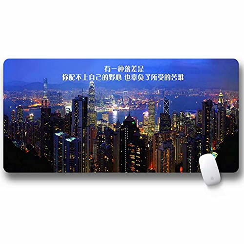 Gamer mouse pad grand format 1000x500 noir et bleu motif ville