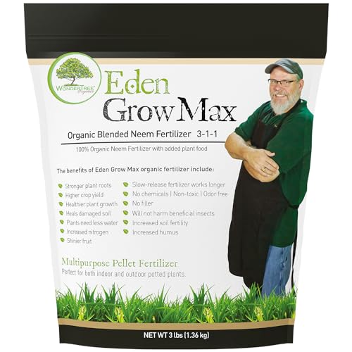 Eden Grow Max Organic Blended Neem Cake | Perfect for Home Gardening Fruits Lawns & Flowers | OMRI Listed (3lbs)