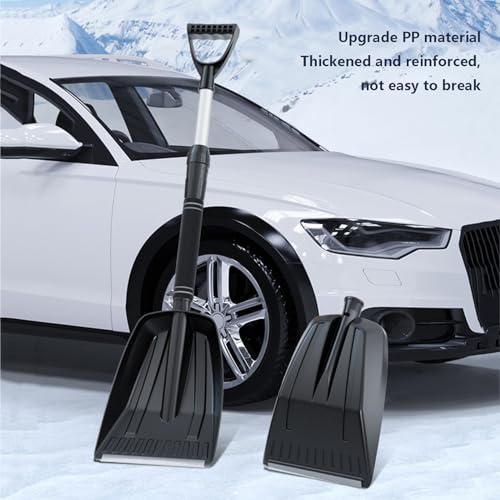 Robuste Schneeschaufel, ergonomischer Griff, leichter zusammenklappbarer Eiskratzer für Autodach, tragbares Notfall-Set für Camping und Heimgebrauch