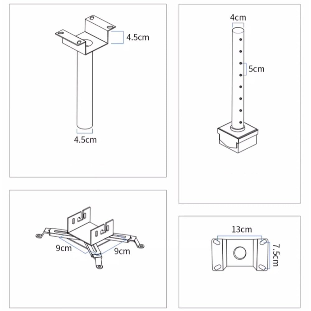 Supporto per proiettore Staffa di sospensione universale Staffa di sospensione for proiettore Staffa for proiettore Staffa di sospensione universale a soffitto Portante elevato Staffa Proiettore(Nero)