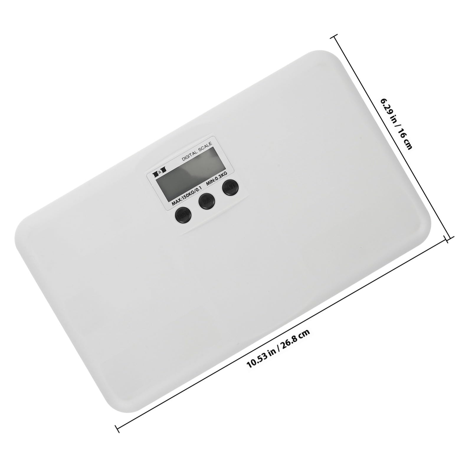 Balance Électronique Numérique Plateforme Plate en Plastique Blanc Capacité 150kg Affichage Digital pour Animaux et Bébés Usage Domestique