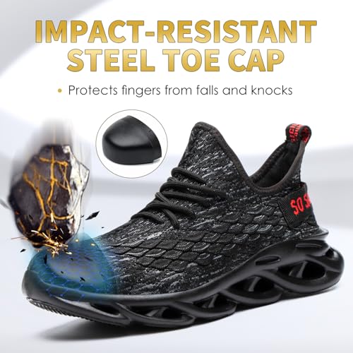ZHYWDBWZ Steel Toe Shoes for Men Work Shoes Non Slip Composite Indestructible Comfortable Safety Sneakers Tennis Lightweight Breathable Construction Puncture Proof Grey by ZHYWDBWZ - Used condition - Image 2
