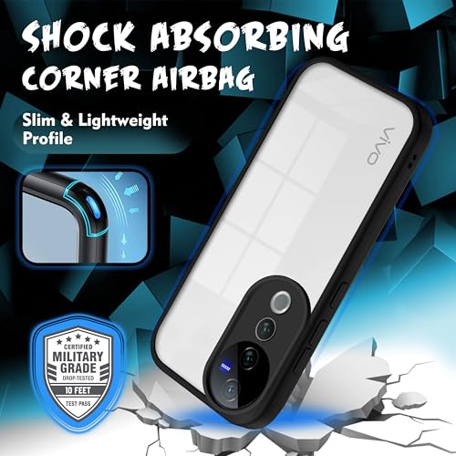 Image of V-TAN Back Cover for Vivo V40, V40 Pro Compatible Case, Transparent Clear, TPU, Camera Protective Shockproof Cover (Black)