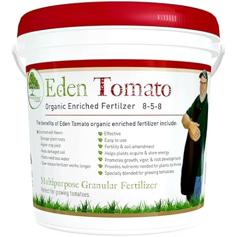 Eden Tomato Organic Enriched Fertilizer | Neem Plant Food 8-5-8 Enriched Formula | for Growing Healthy & Natural Tomatoes (5lbs) Cover