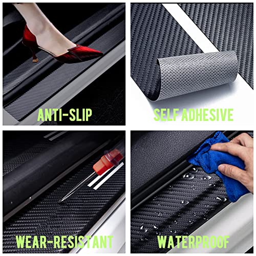 Atyuhua Car Door Sill Plate Protector Luminous For Subaru With Logo, Car Door Entry Guard Protection Sticker Self-Adhesive For Subaru, Carbon Black, Pack Of 4 (For Subaru) #TOP4