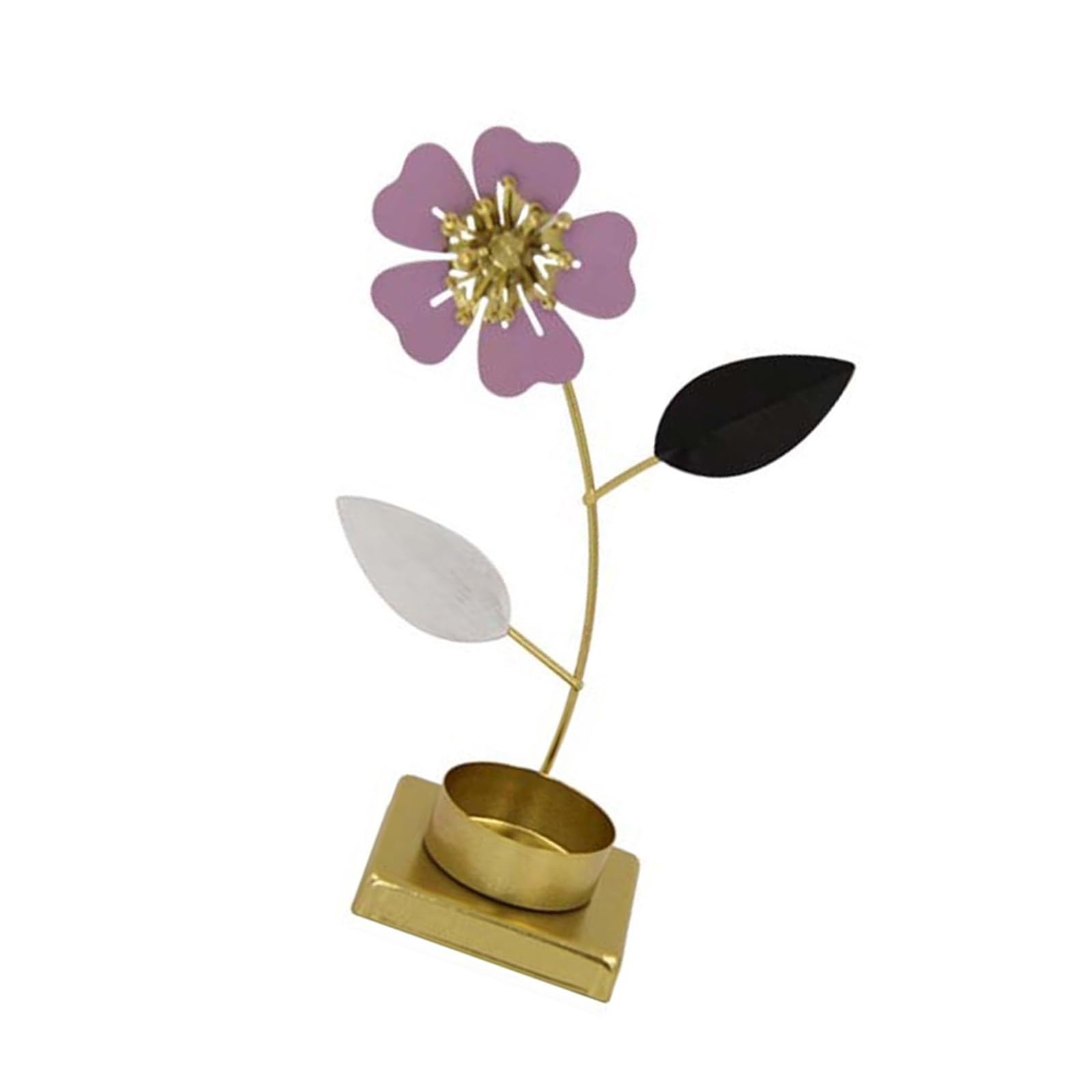 Jazuaiao Iron Tealight Holder Elegant Colorful Flower Butterfly Metal Ornament Candlestick for Home Centerpieces Decors Metal Flower Tealight Stand