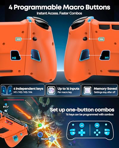 Image of OIVO Switch 1 /2 Controller for Original /OLED /Switch 2 Console, Stretchable Switch Handheld Joypad Ergonomic Grip for NS Pro Controller with RGB Light, TMR Joystick, Turbo, 4 Macro, Blue & Orange