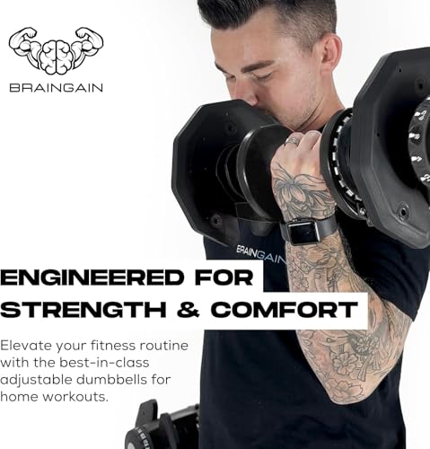BRAINGAIN Adjustable Dumbbells Set 12.5kg / 24kg / 40kg Pair | Space Saving Adjustable Weights for Home Gym | Multiple Dumbbells in One | Smart Click Technology - Image 6