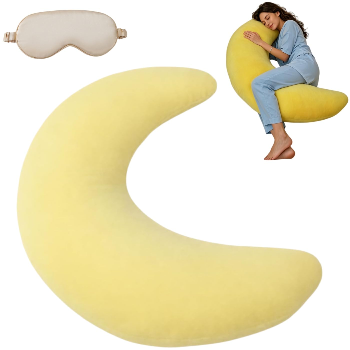 Moon Shaped Body Pillow, Oversized Cooling C Shaped Body Pillows for Side Sleepers, Soft Supportive Full Body Cushion with Removable Cover for Sleeping,Resting and Lounging