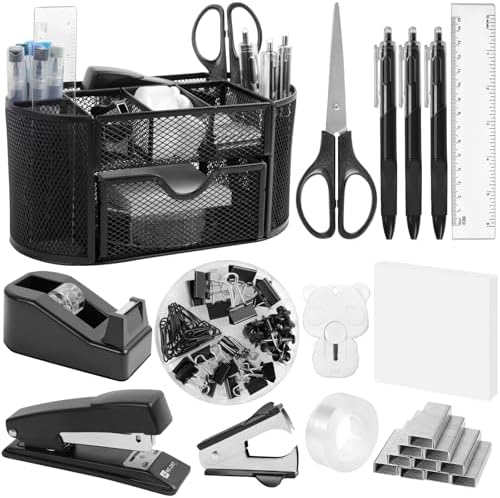 Office Supplies for Desk,14pcs Black Desk Sets and Accessories, O...