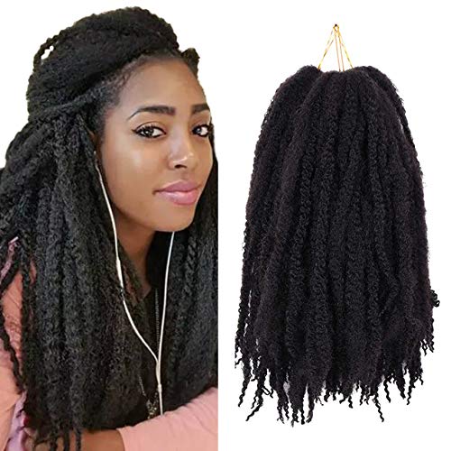 fani 5Packs Marley Twist Hair Marley Crochet Afro Kinky Curly Hair Synthetic Marley Braiding Hair Extensions for Women (20inch,1B#)