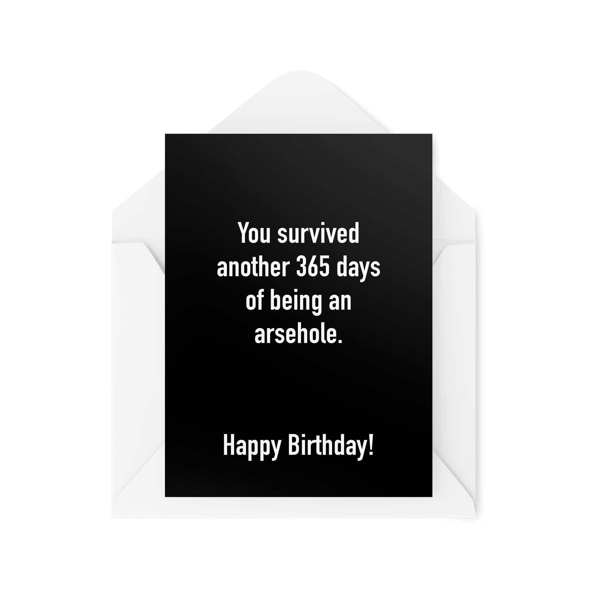 Funny Birthday Cards, Best Friend Card You Survived Another 365 Days, Greeting Card for Him Her, Humour Laughter Banter Joke Fun, CBH147