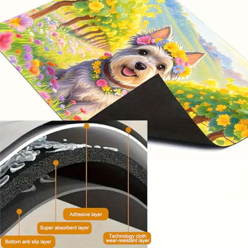 Image of HOMETITUTE Spring Stove Top Cover 28x20 Floral Schnauzer Heat Resistant