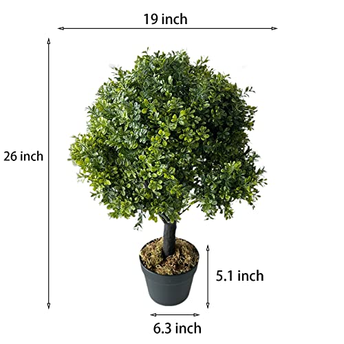The Bloom Times Topiary Trees Artificial Outdoor 2 Pack 27 Inch Tall Faux Boxwood Ball Plants Outside Fake Bushes And Shrubs For Front Porch Garden Patio Decor Set Of 2 #TOP1