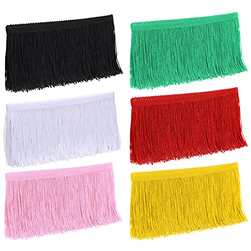 6 Rolls/12 Yards 4 Inch Wide Fringe Trim Lace Polyester Tassel Trim Multi-Colored Fringe Tassel Trim Lace Trim Ribbon for Home Accessory DIY Sewing Crafts Clothing Curtains Decor, 6 Color, 2 Yard/Roll 6 Rolls/12 Yards 4 Inch Wide Fringe Trim Lace Polyester Tassel Trim Multi-Colored Fringe Tassel Trim Lace Trim Ribbon for Home Accessory DIY Sewing Crafts Clothing Curtains Decor, 6 Color, 2 Yard/Roll