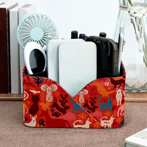 Porte-stylos rectangulaire rouge à 2 compartiments pour papeterie de bureau - 7