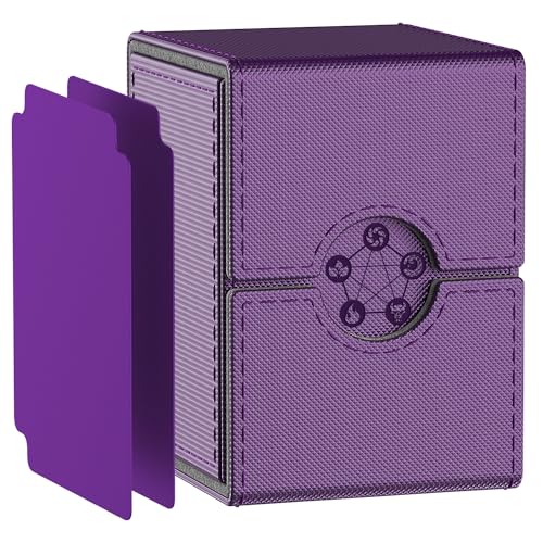 MIXPOET Purple Deck Box for MTG Cards, Trading Card Storage Box with 2 Dividers per Holder, Holds up to 110 Cards