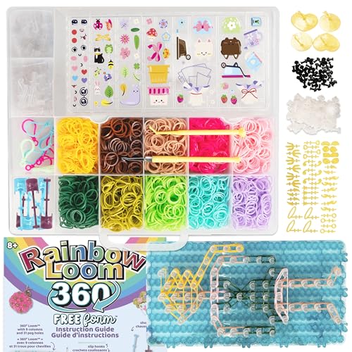 Rainbow Loom: Forme libre à 360° - Ensemble de créations artisanales à faire soi-même, métier à tisser personnalisable, 2800 élastiques en caoutchouc,...