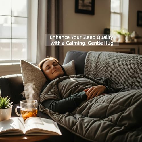 Image of Smart Queen Weighted Blanket 20 lbs for Adults & Couple to Share (60 inchx 80 inch, Queen Size) Heavy Blanket for Bedding, Soft Breathable Cotton with Machine Washable for Sleeping