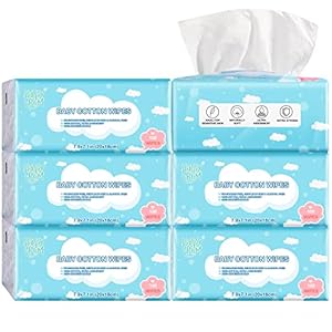 Dry Wipes – HAPPY BUM Dry Baby Wipes, 100% Cotton Baby Wipes, Unscented Cotton Tissues for Sensitive Skin, 600 Count