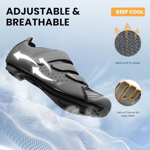 Image of Men's Cycling Shoes - 2 & 3 Bolt Look Delta Cleat Spin Bike Shoes - Compatible with SPD Clips - Perfect for Indoor & Outdoor Road Cycling