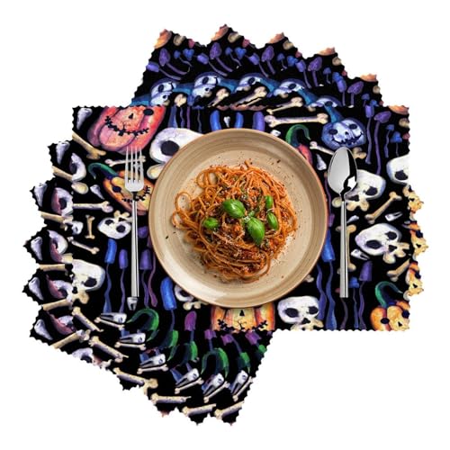 Set de table citrouille Halloween lavable résistant thermique x6