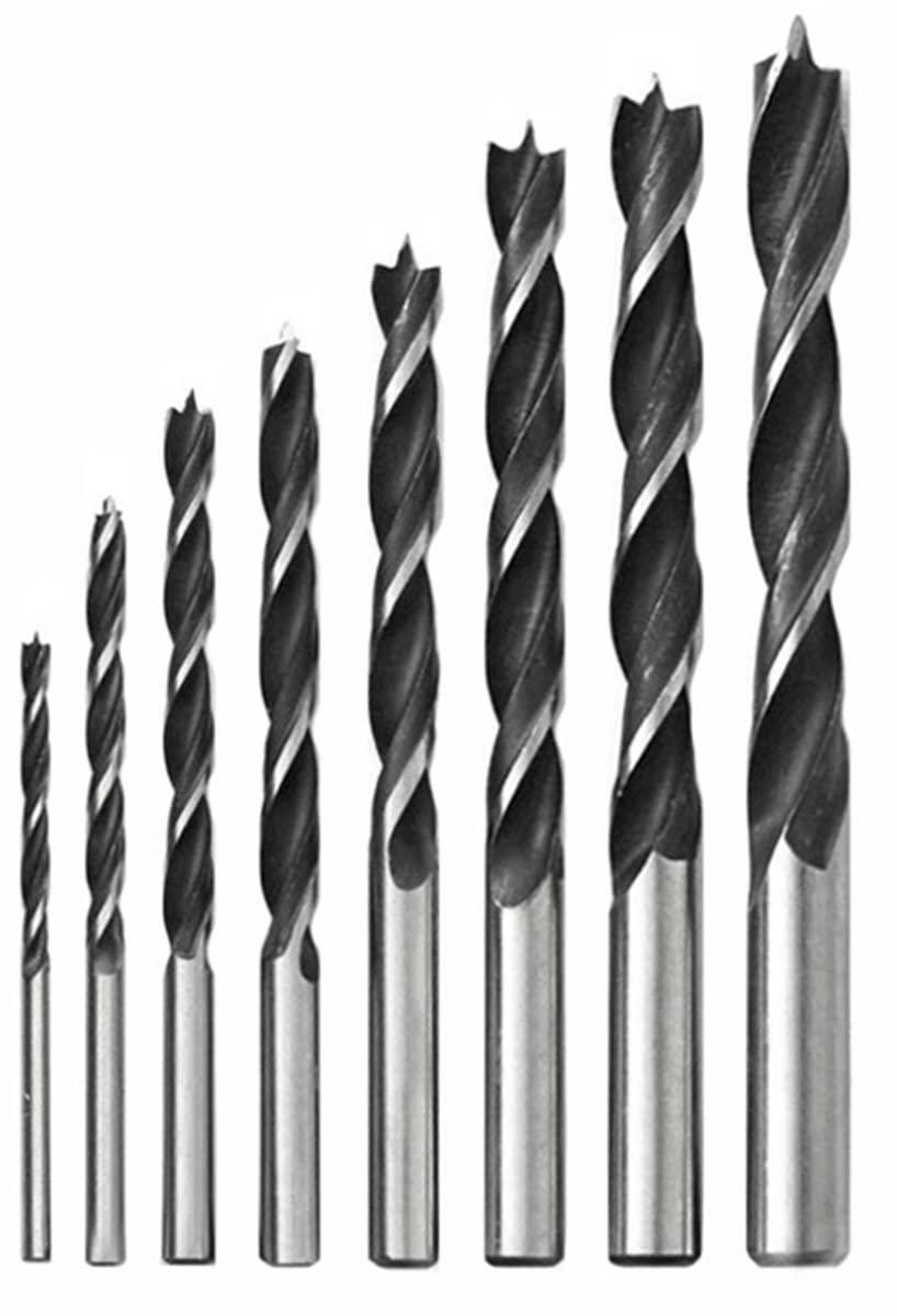 8PCS Brad Point Drill Bits 3-10mm Spiral Twist Wood Drill Bits Set Electric Drill Accessories High Speed Steel Drill Bit for Wood