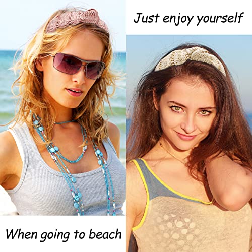 Tobatoba 4Pcs Straw Knotted Headband For Women, Rattan Raffia Headband, Top Knot Headband For Women With Teeth, Summer Beach Headbands Hair Accessories, Head Band No Slip Fashion For Women Girls #TOP21