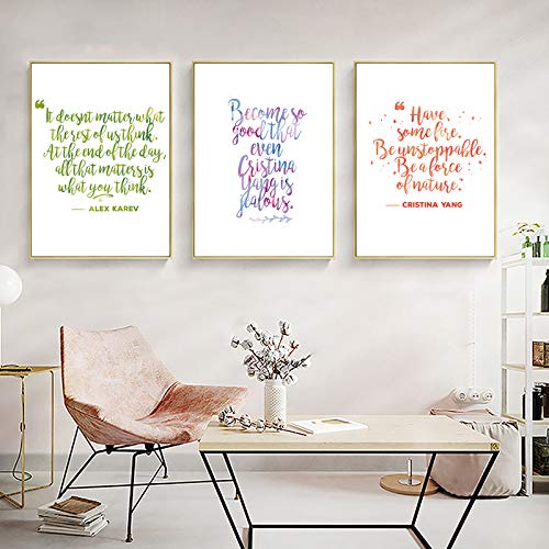Grey's Anatomy Inspirational Prints Wall Art Dorm Wall Decor Positive Typography Inspirational Canvas Wall Art For Living Room Greys Anatomy Canvas Painting Wall Decor For Bedroom Decor Unframed #TOP4