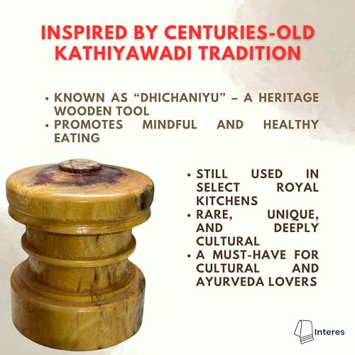 Image of InteRES Dhichaniyu - Traditional Kathiyawadi Wooden Eating Support | A Legacy of Gujarat's Dining Rituals | Inspired by Ayurveda | Unique Wooden Gift for Ayurveda & Culture Lover | Knee Support