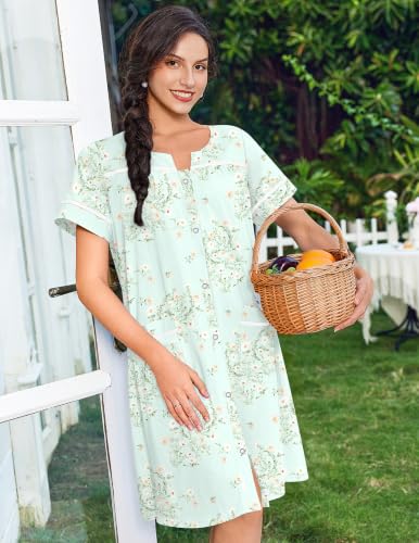 Image of Ekouaer Nightgowns for Women House Dress with Pockets Snap Front House Coat