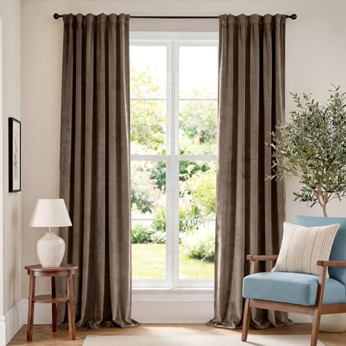 Lazzzy Velvet Blackout Extra Long Curtains Thermal Insulated Room Window Drapes Super Soft Luxury...