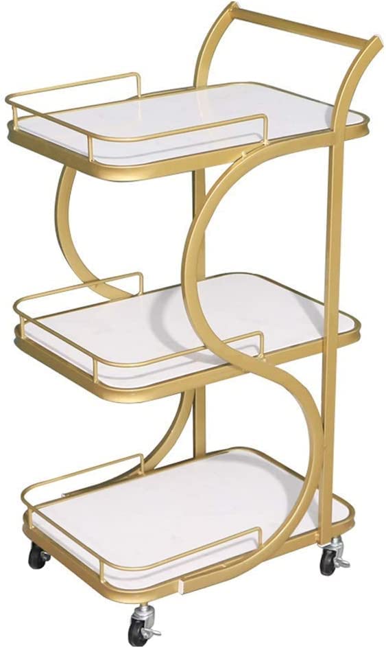 Barwagen aus Metall und Marmor mit 3 Etagen Servierwagen für Küche...